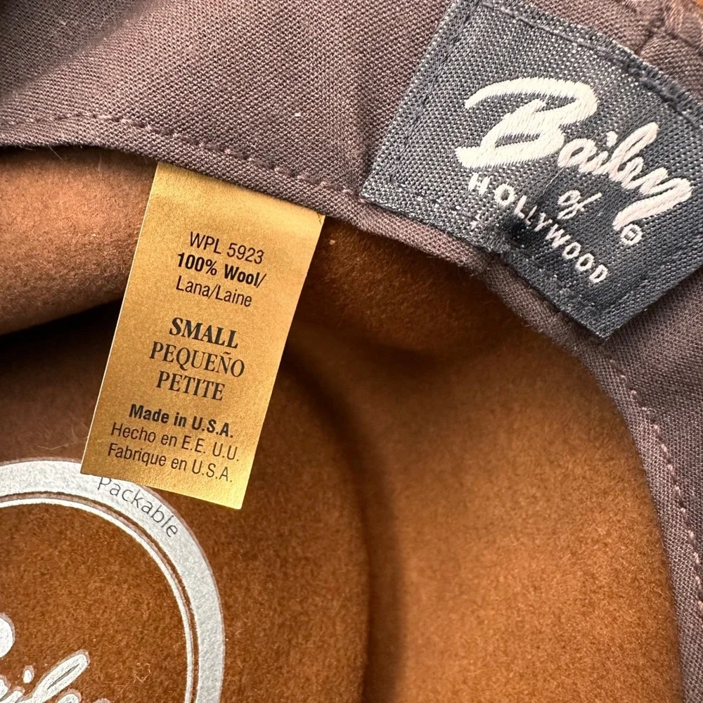 Bailey of Hollywood Darron Pork Pie Hat Mens Small Lite‎ Felt Wool Brown Retro